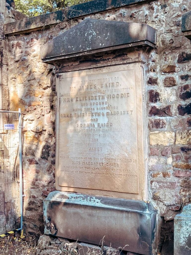 Inspiration for the name Moodie at Greyfriar’s Kirkyard