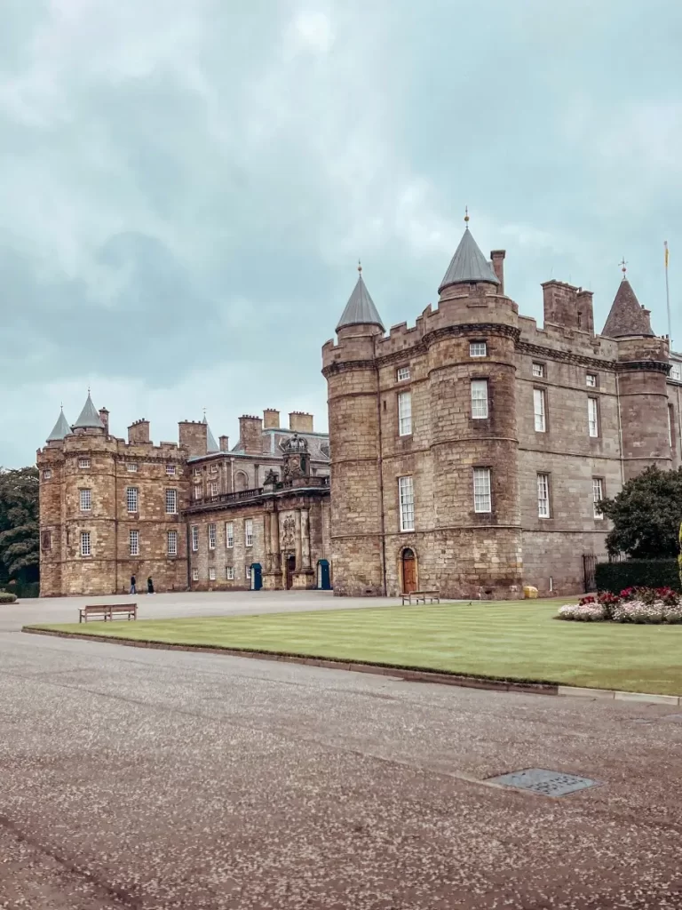 View of the Palace of Holyroodhouse, at the end of Edinburgh's Royal Mile.