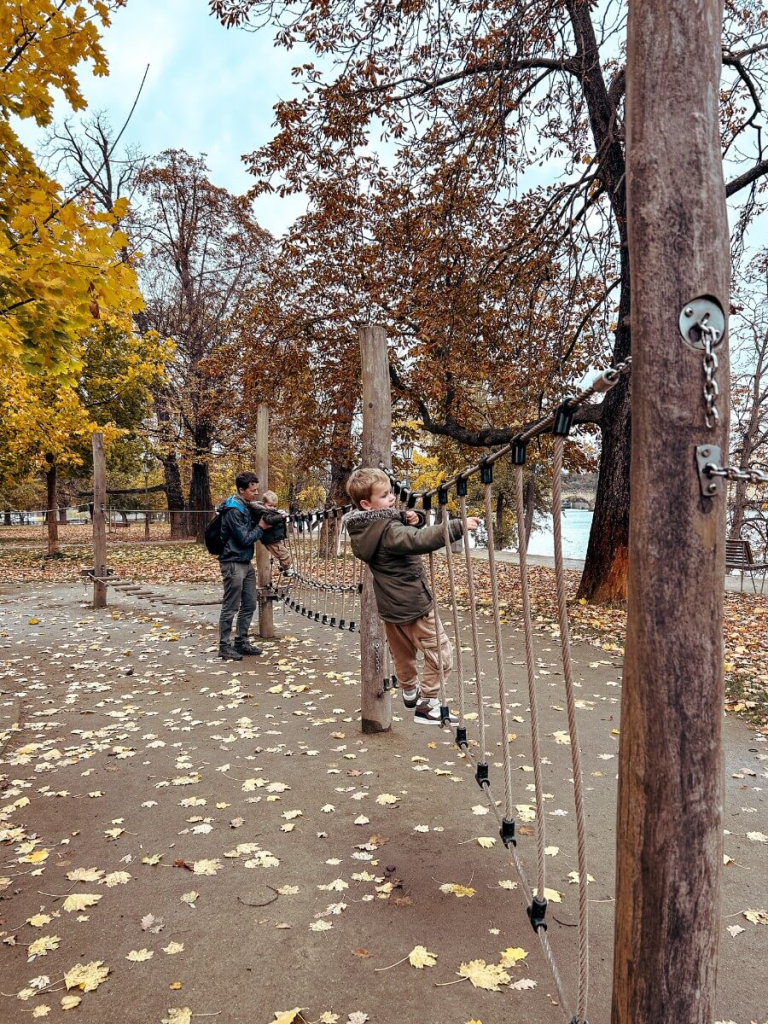 Children playing on Archer's Island in Prague