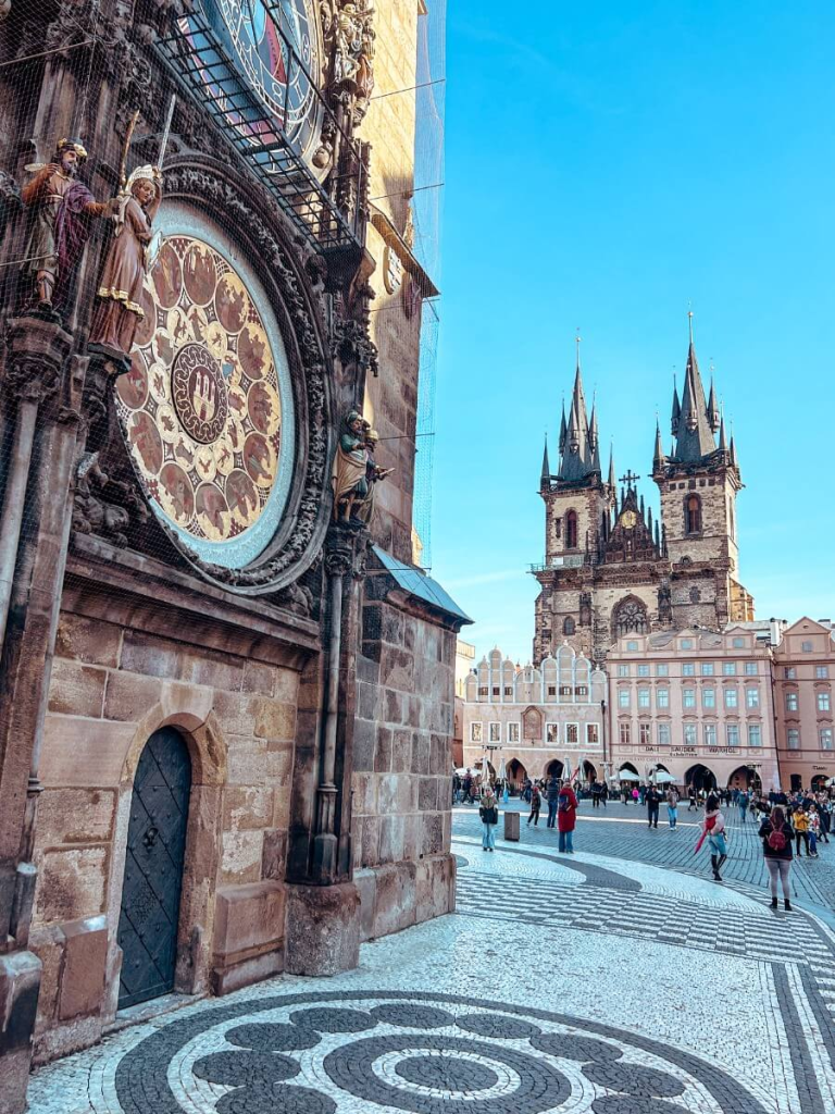 The Astronomical Clock in the centre of Prague's Old Town Square.