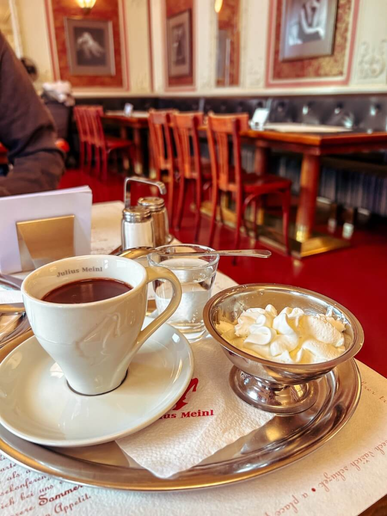 The best hot chocolate at Cafe Louvre in Prague 