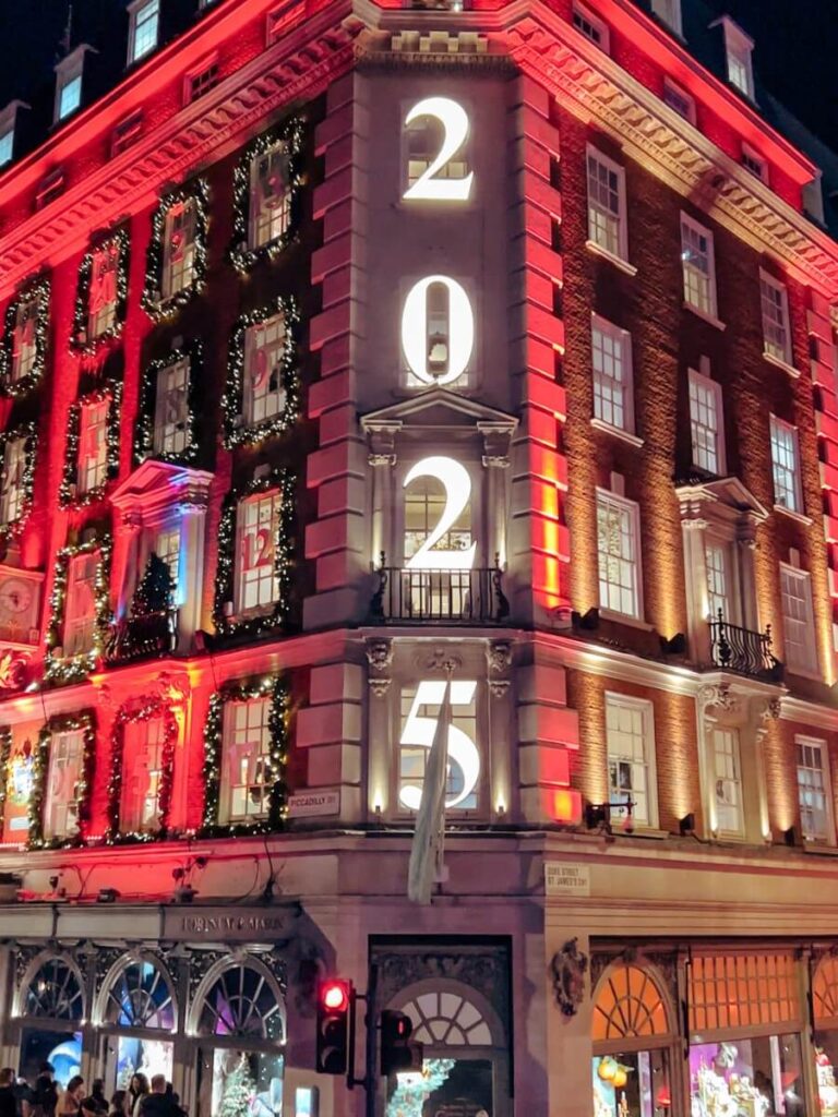 A close up view of Fortnum & Mason's iconic Christmas display.