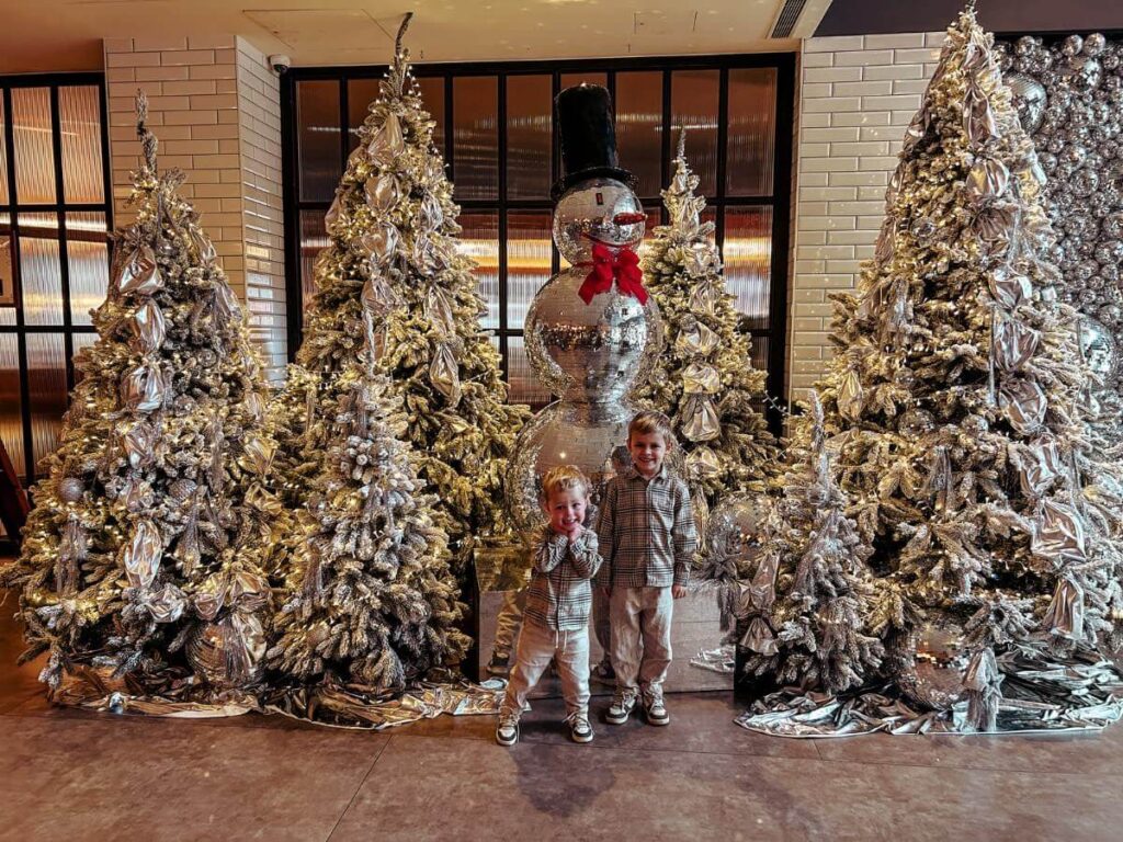 Hilton London Bankside hotel Lobby decorated for Christmas