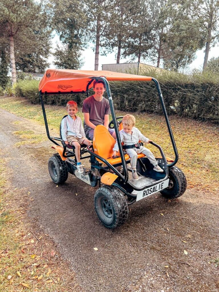The pedal karts available to hire are perfect for families with young children.