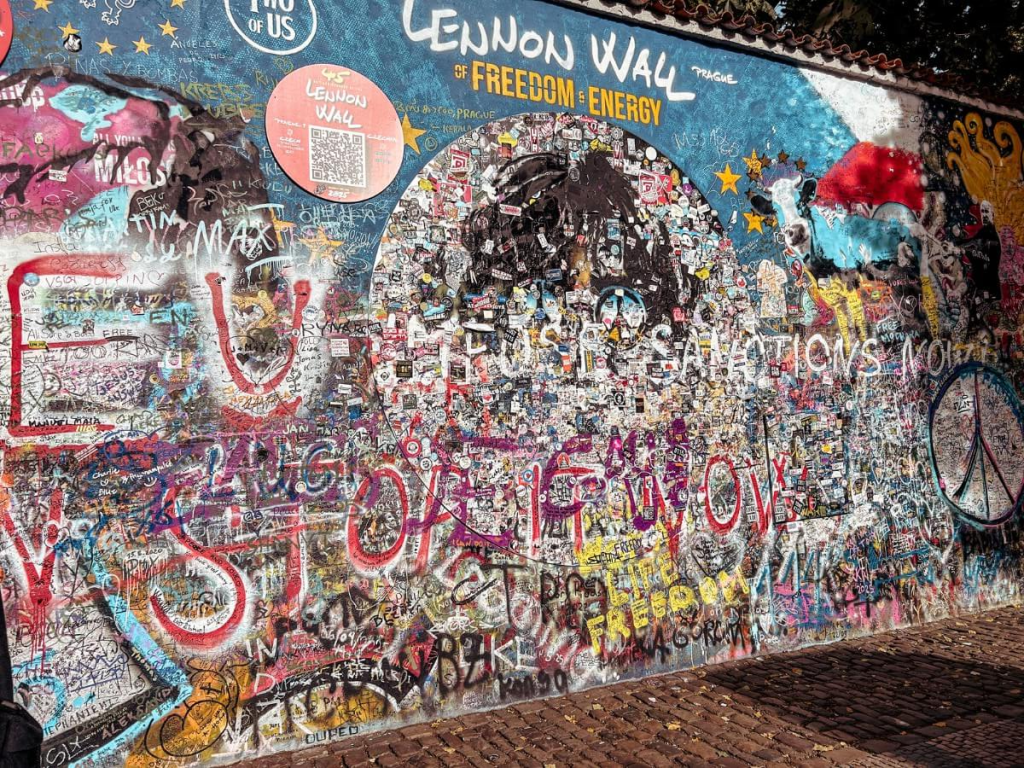The John Lennon tribute Wall in Prague