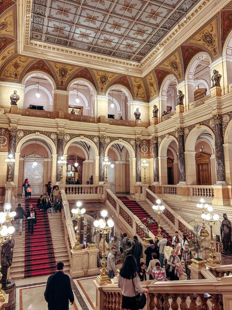 The beautiful centre staircase in the Prague National Museum.