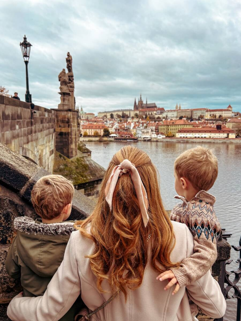 Views of Prague Castle from the Charles Bridge. One of the most iconic tourist attraction to visit in Prague with kids.