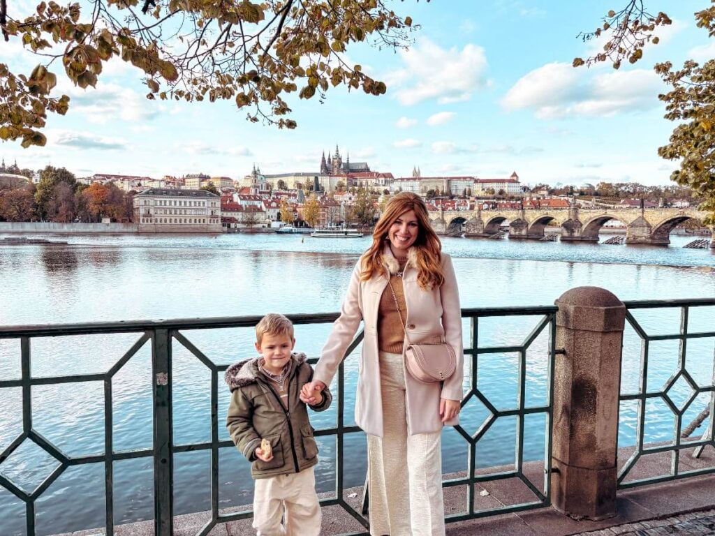 The view of Prague Castle from the Vltava Riverbank. A perfect