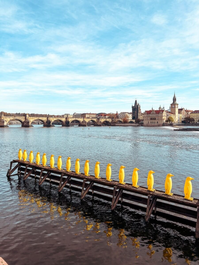Seeing the Yellow Penguin sculptures is a fun thing to do in Prague with kids.