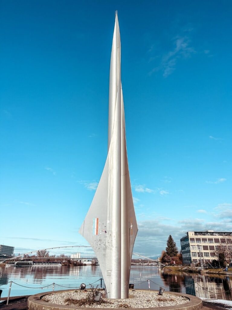 The Border Triangle Basel sculpture, a point where three countries meet.