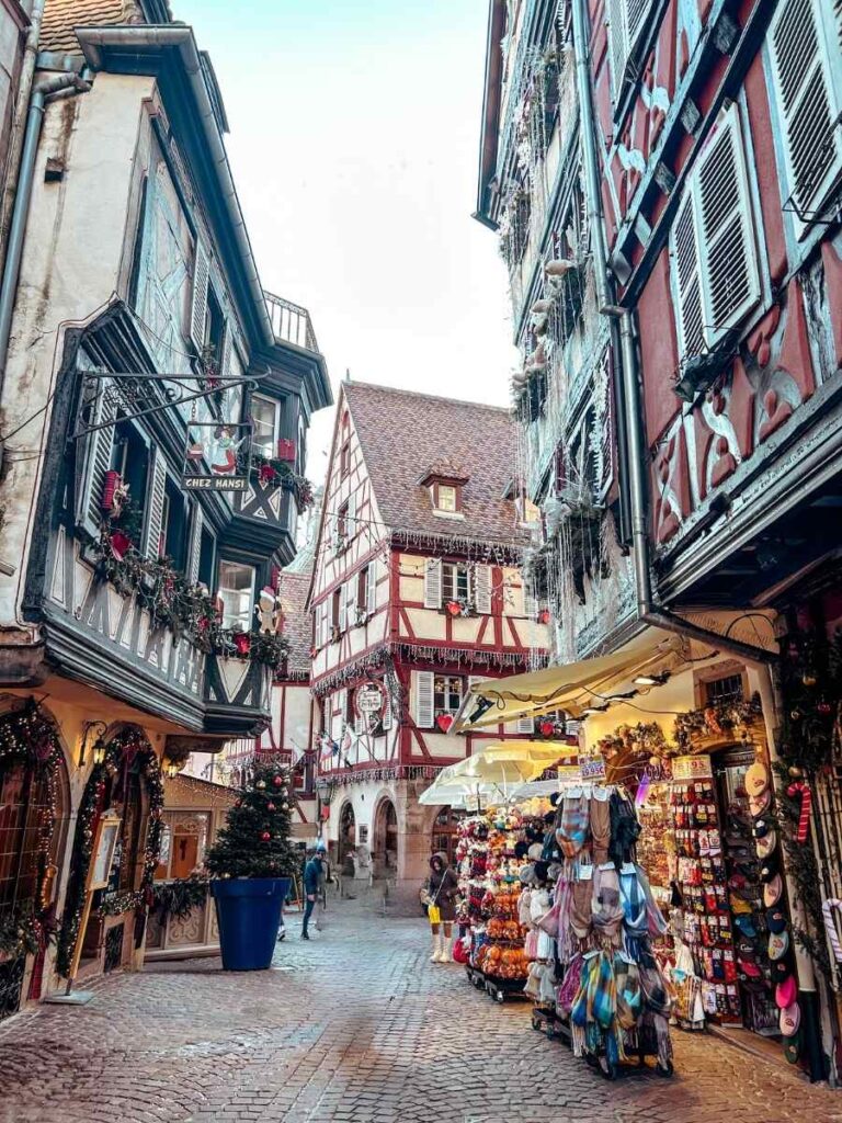 a picture perfect street in the Old Town of Colmar, France