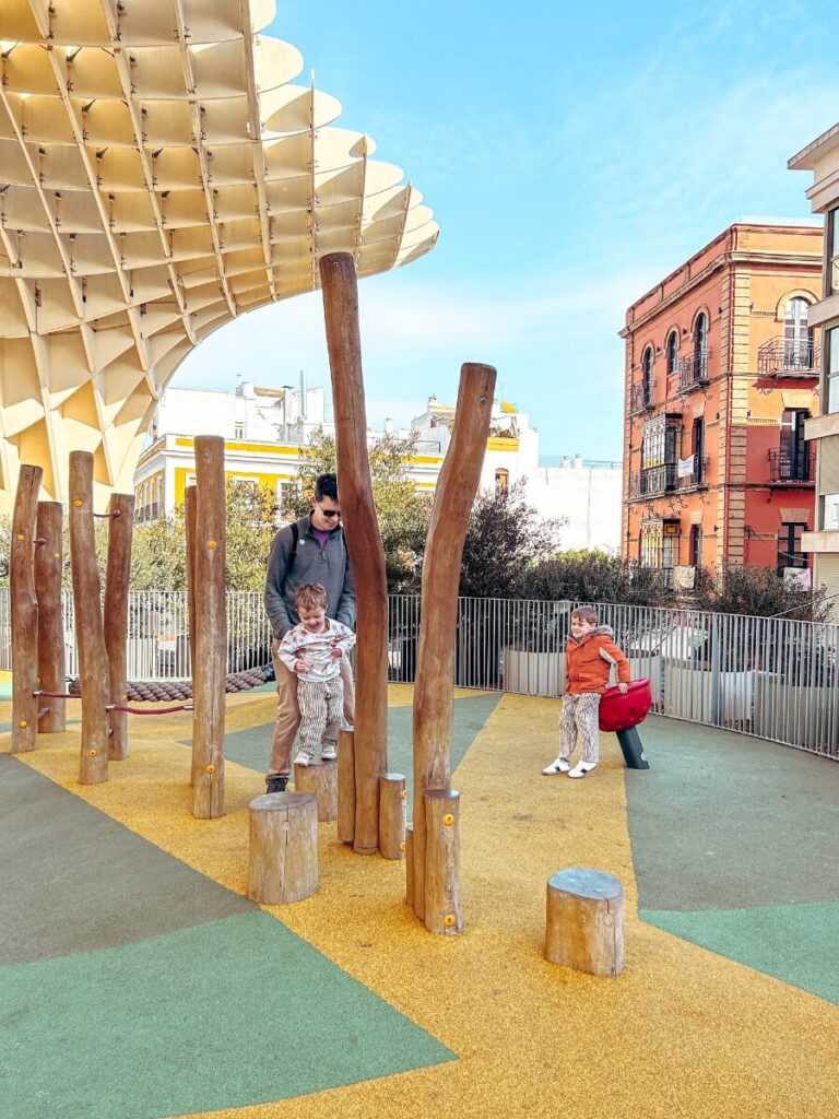 children enjoying the playground at Setas de Sevilla