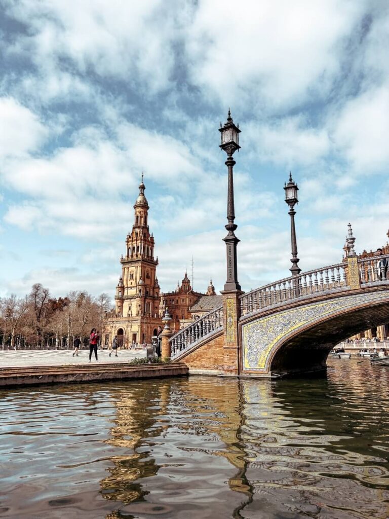 A beautiful View of Plaza de España with blue sky in the background.