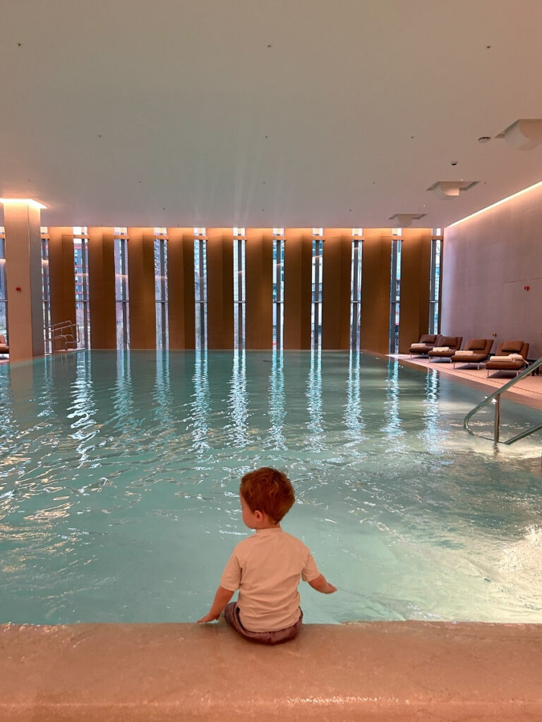 The huge indoor, heated pool at Park Hyatt London River Thames.