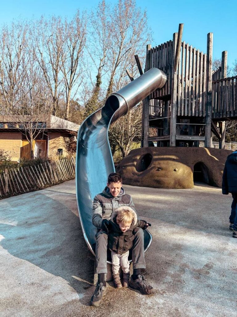 Huge slide in Holland Park Adventure Playground, one of the best in London