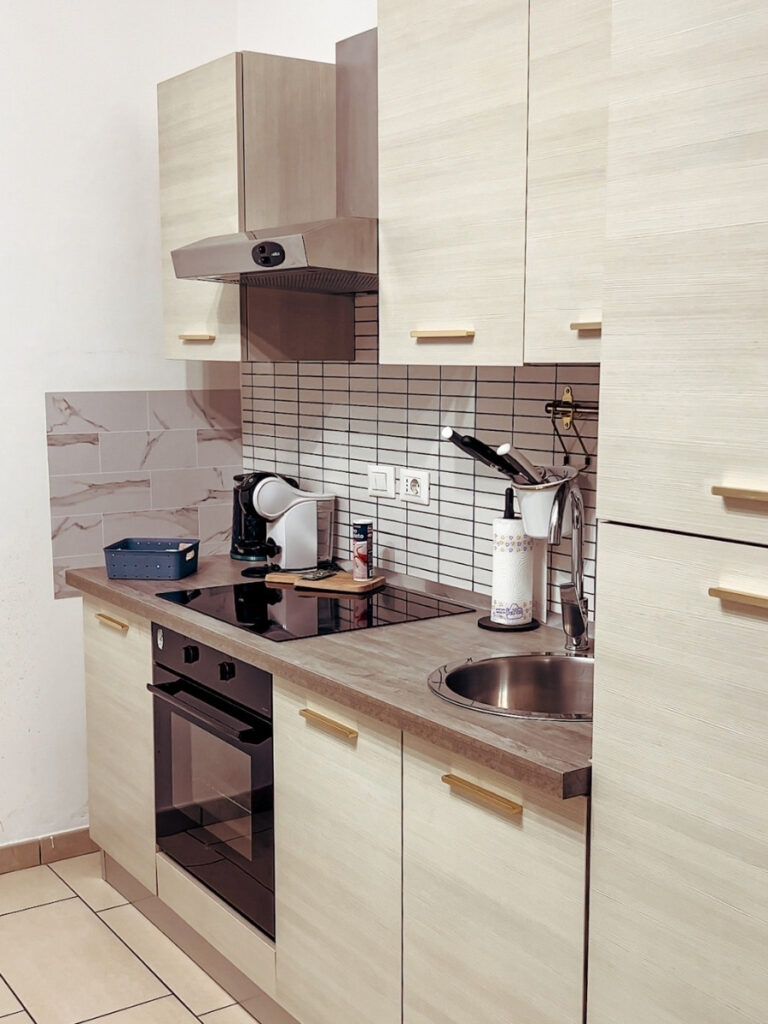 Kitchen at Angioino Apartments in Naples. A really useful feature for families.