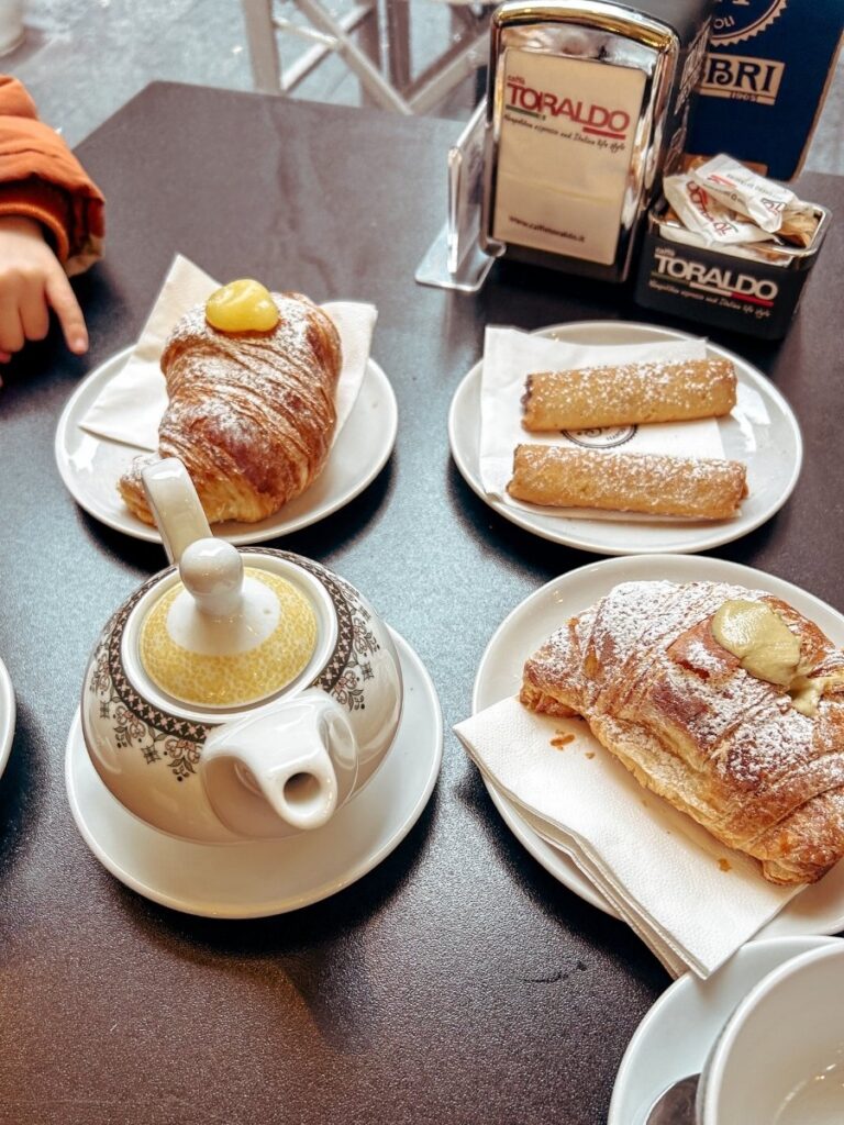 Tea and pastries for breakfast from Breakfast at Gran Caffe San Marco.