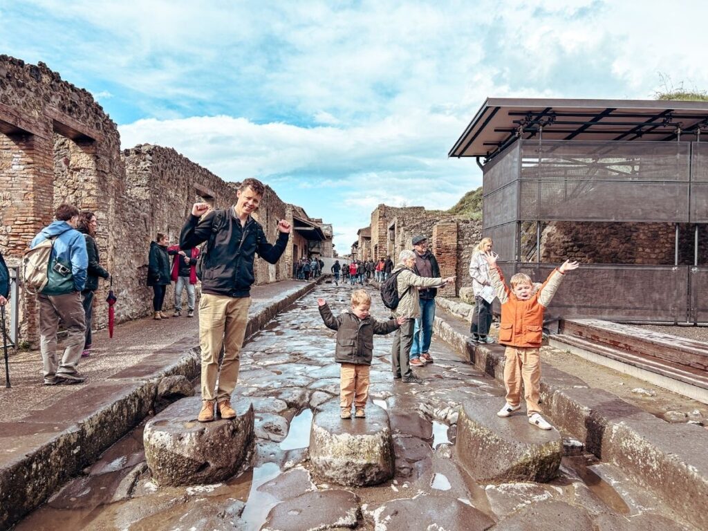 Children enjoying a family Trip to Pompeii.