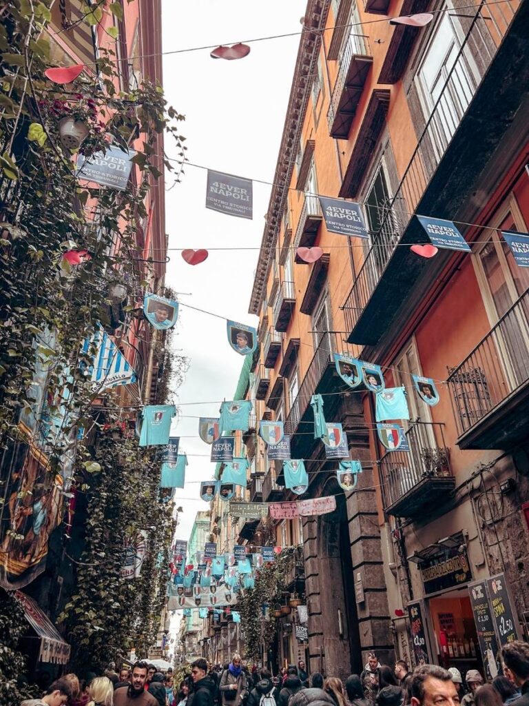 Exploring the Spanish Quarter in Naples and all the Maradona memorabilia. 