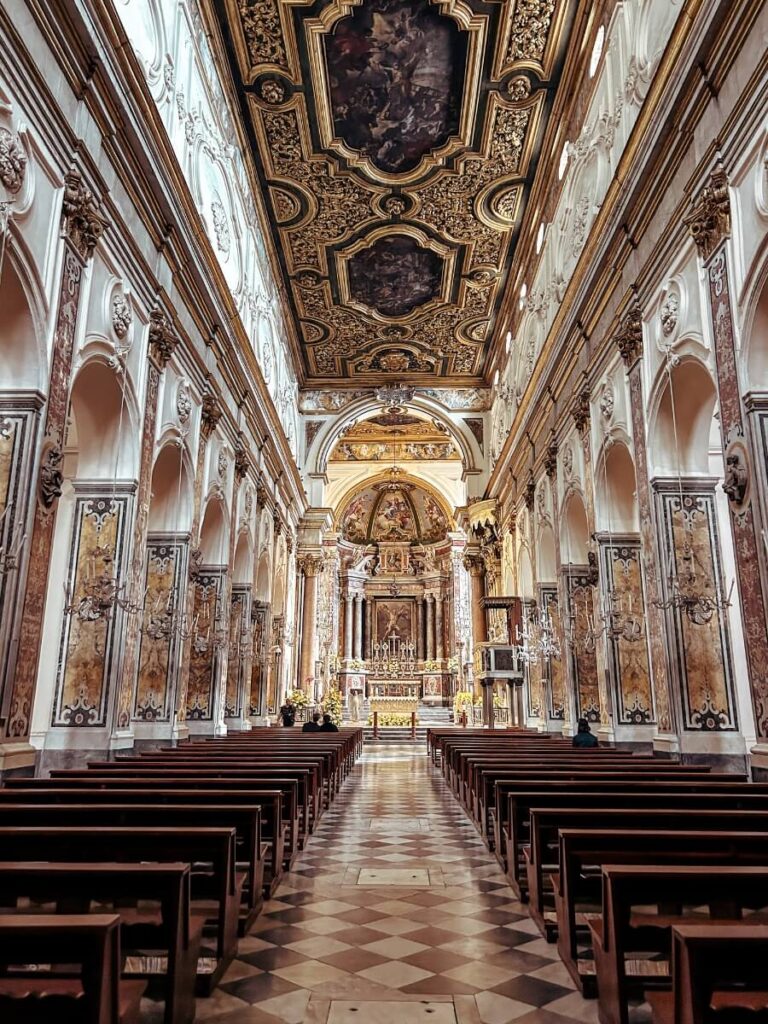 The ornate decor inside Cathedral of St Andrew Apostle. A top things to do in Amalfi Town.