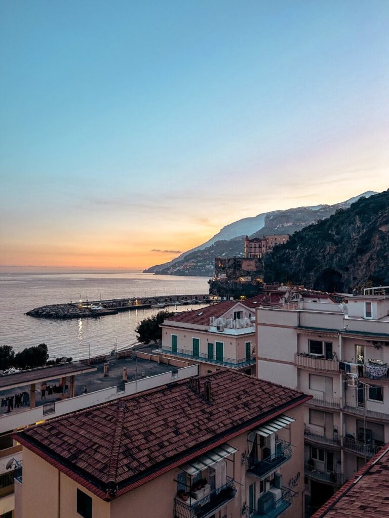 Gorgeous view of the sun setting over Maiori.