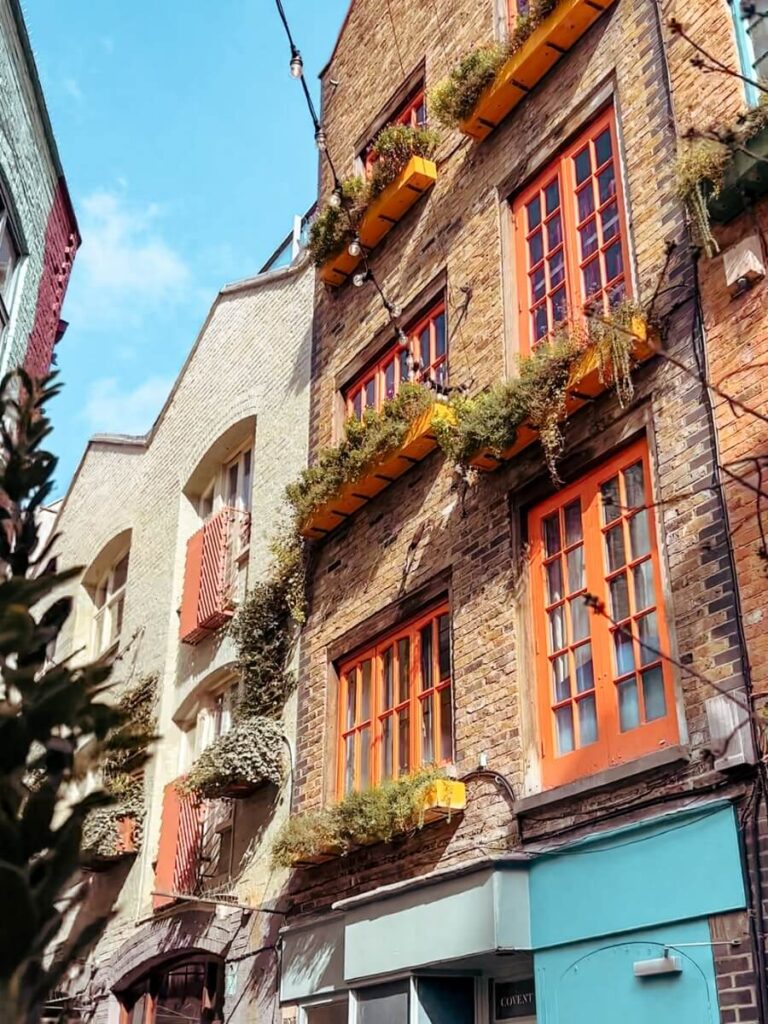 The colourful streets of Neil's Yard . A fun place to add to your Covent Garden itinerary. 