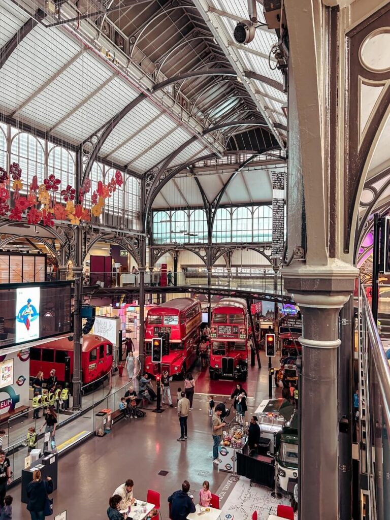 View of the The London Transport Museum, a great thing to do in Covent Garden with kids. 