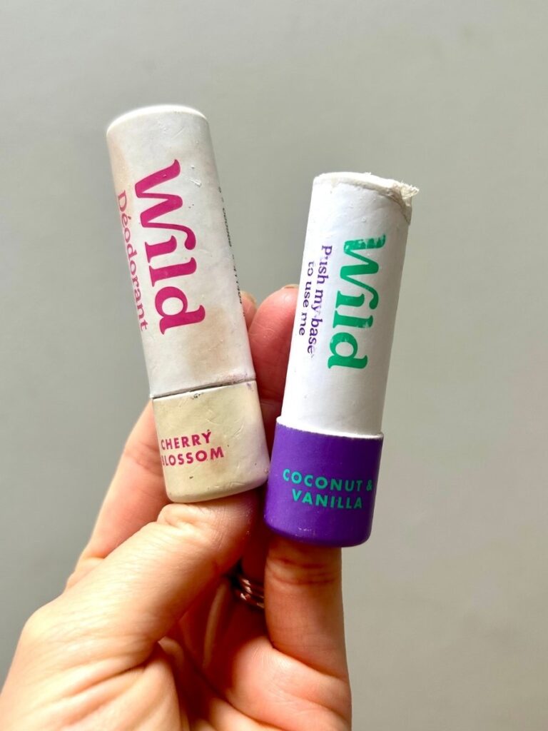 Wild Deodorant travel sticks that have been well tested and ready to recycle.