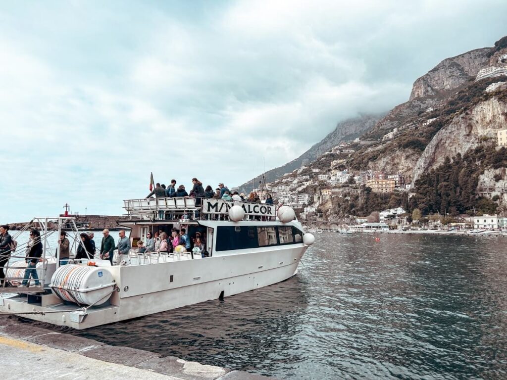 One of the ferry boats that run along the Amalfi Coast.