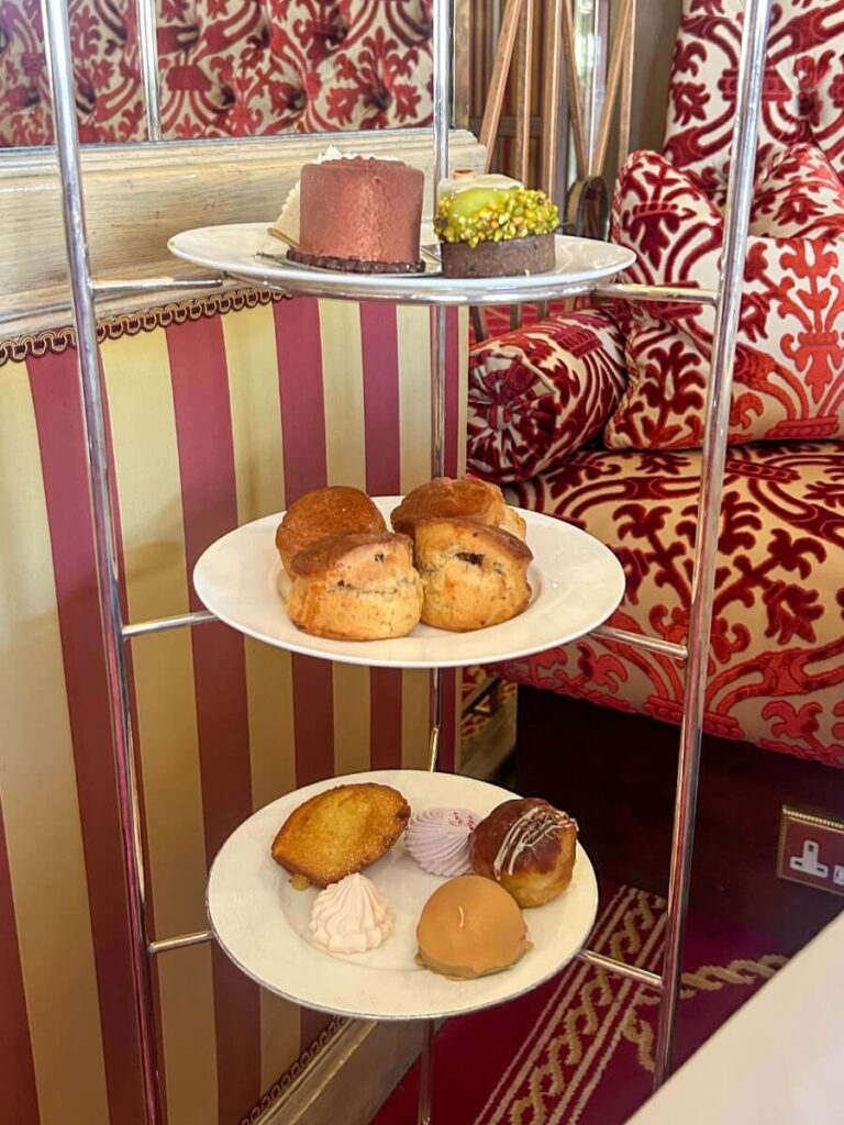 The cake selection at Rubens at the Palace. A luxury family-friendly afternoon tea in London.