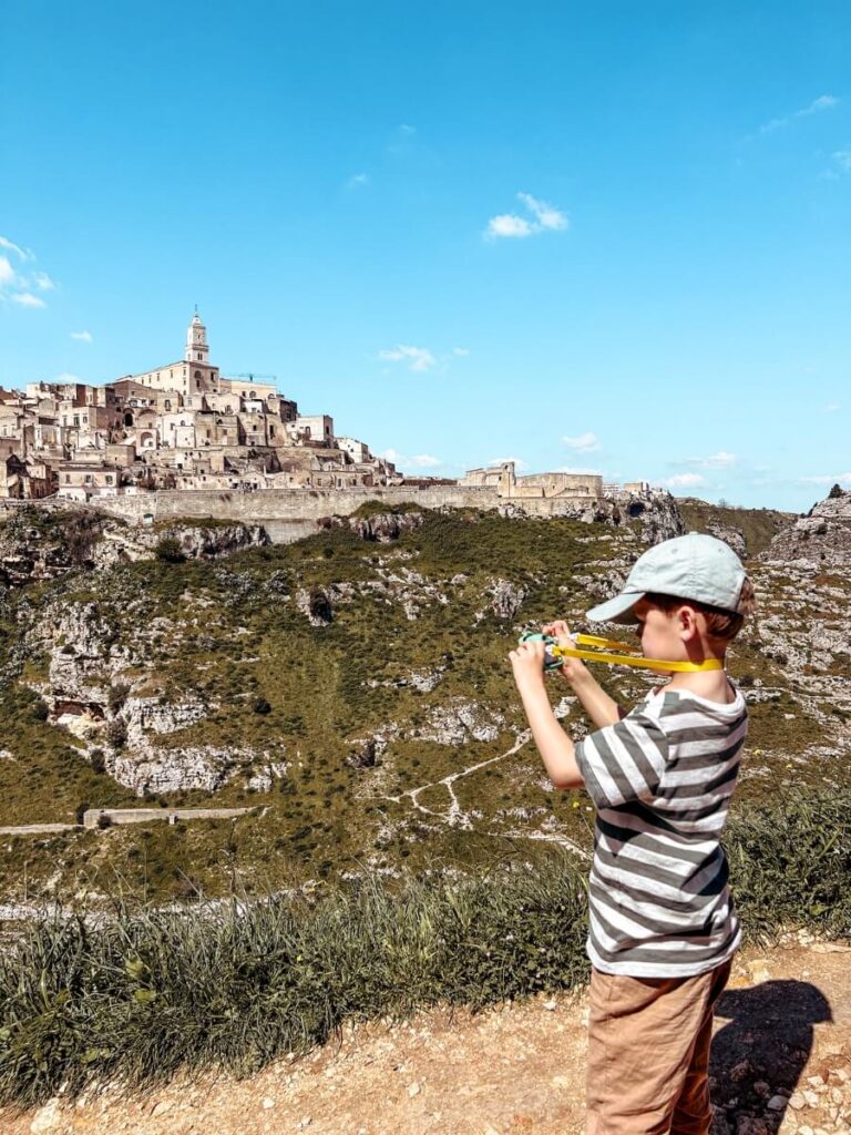 The incredible views from half way up the Belvedere Murgia Timone hike in Matera.