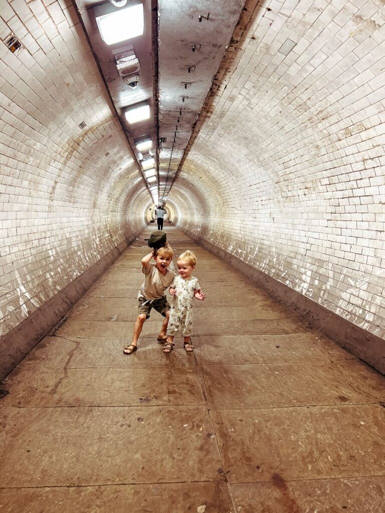 Walking through the Greenwich Foot Tunnel under the River Thames is a unique hidden gem in London.